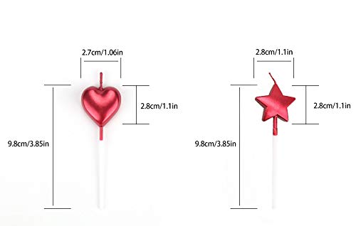 10 Cute Heart Shaped and Star Birthday Candles Cake Candle-Toppers for Party Wedding Cake Decoration Supplies Birthday Cake Candles Happy Birthday Candles Colorful Candles (Heart 5+Star5)
