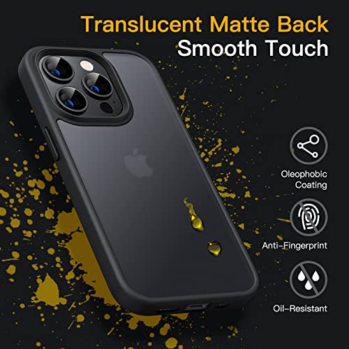 JETech Matte Case for iPhone 14 Pro Max 6.7-Inch (NOT for iPhone 14 Pro 6.1-Inch), Shockproof Military Grade Drop Protection, Frosted Translucent Back Phone Cover, Anti-Fingerprint (Black)