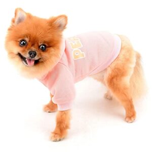 SMALLLEE_LUCKY_STORE Cute Fruits Puppy Fleece Pullover Hoodie Sweatshirt Sweater for Small Medium Dogs Cat Boy Girl Yorkie Chihuahua Kitten Warm Fall Winter Clothes,Pink,L