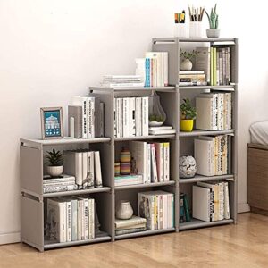 plohee cube storage diy 9-cubes storage bookcase organizer shelving bookshelf clothes storage for home,office,bedroom,home furniture storage (grey)