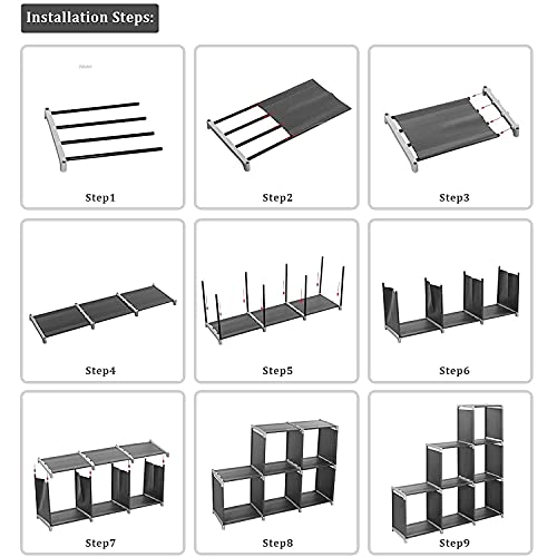 plohee Cube Storage DIY 9-Cubes Storage Bookcase Organizer Shelving Bookshelf Clothes Storage for Home,Office,Bedroom,Home Furniture Storage (Grey)