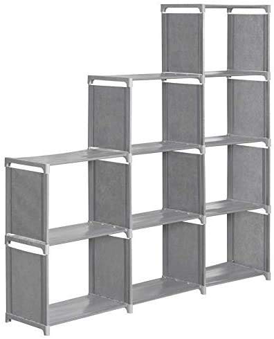 plohee Cube Storage DIY 9-Cubes Storage Bookcase Organizer Shelving Bookshelf Clothes Storage for Home,Office,Bedroom,Home Furniture Storage (Grey)