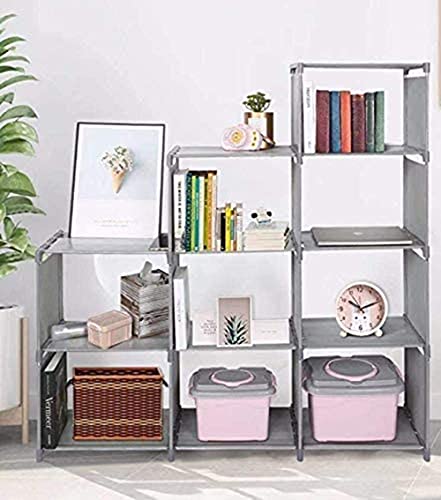 plohee Cube Storage DIY 9-Cubes Storage Bookcase Organizer Shelving Bookshelf Clothes Storage for Home,Office,Bedroom,Home Furniture Storage (Grey)