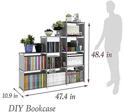 plohee Cube Storage DIY 9-Cubes Storage Bookcase Organizer Shelving Bookshelf Clothes Storage for Home,Office,Bedroom,Home Furniture Storage (Grey)