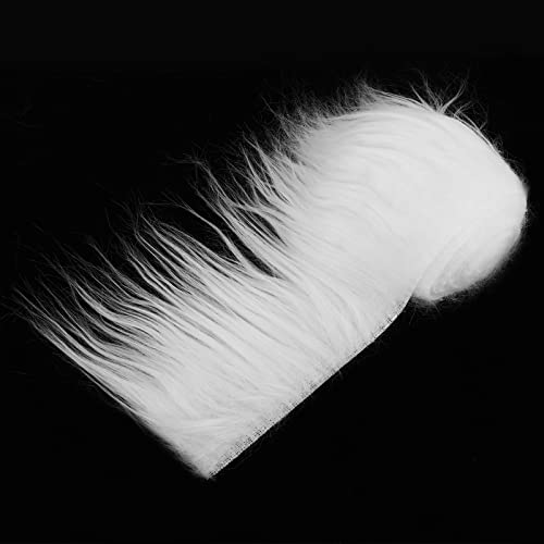 Lusofie Shaggy Plush Faux Fur Fabric Precut Strips 2x60inch White Fur Fluffy Fuzzy Craft Fur for Gnomes Beard Santa Claus Hair Dwarf Cosplay Costume DIY Craft Decoration