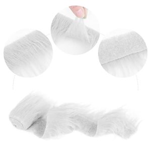 Lusofie Shaggy Plush Faux Fur Fabric Precut Strips 2x60inch White Fur Fluffy Fuzzy Craft Fur for Gnomes Beard Santa Claus Hair Dwarf Cosplay Costume DIY Craft Decoration