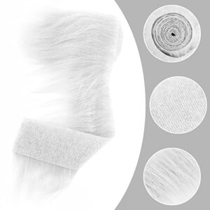 Lusofie Shaggy Plush Faux Fur Fabric Precut Strips 2x60inch White Fur Fluffy Fuzzy Craft Fur for Gnomes Beard Santa Claus Hair Dwarf Cosplay Costume DIY Craft Decoration