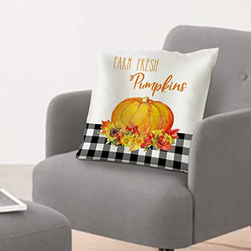 Fall Decor Pumpkins Decorative Pillow Autumn Decorations for Couch Sofa Bedroom Car Living Room Standard Size Satin Rustic Pillow Shams Zippered 18x18