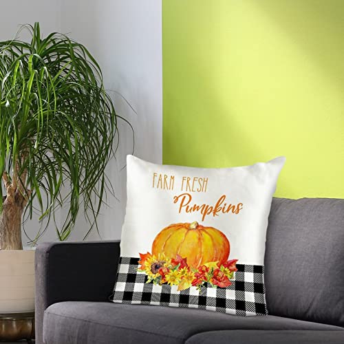 Fall Decor Pumpkins Decorative Pillow Autumn Decorations for Couch Sofa Bedroom Car Living Room Standard Size Satin Rustic Pillow Shams Zippered 18x18