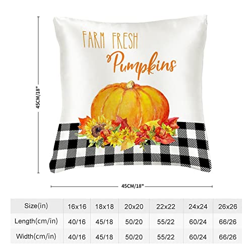 Fall Decor Pumpkins Decorative Pillow Autumn Decorations for Couch Sofa Bedroom Car Living Room Standard Size Satin Rustic Pillow Shams Zippered 18x18