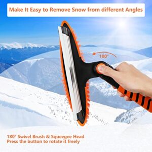 HOHUIGO 58.5" Ice Scraper and Extendable Snow Brush for Car Windshield, Snow Scraper Brush Detachable for Car Auto SUV Truck Vehicle 180° Pivoting, Snow Ice Remover Snow Broom Kit with Foam Grip