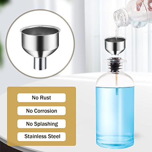 Mouthwash Dispenser for Bathroom Mouth Wash, 12 oz Mouthwash Glass Containers with Cups, Pour Spouts, Funnel and Labels, Clear Glass Bottles Mouthwash Decanter