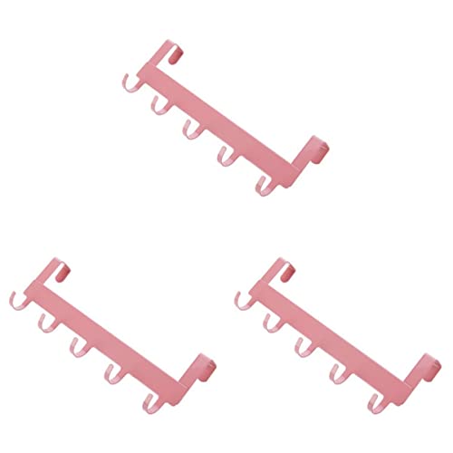 3pcs Punch Cabinet Free Hat Art Pink Wall Coat for Clothes Kitchen Bedroom Hooks Keys Rail Door Iron Storage Mounted Hanger Towel Organizer Hook Back Holders Rack