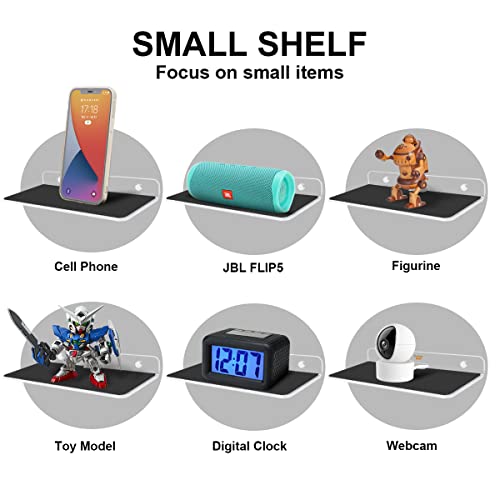 Desing Wish Small Shelf, Screw Mount Small Wall Shelf with Non-Slip Pad, Speaker Wall Mount for Bluetooth Speaker/Webcam/Decor, Acrylic Wall Shelf for Bedroom/Living Room/Bathroom (9 Inch, Clear*2)