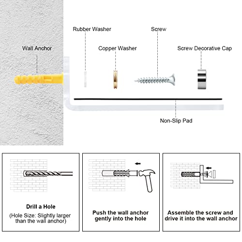 Desing Wish Small Shelf, Screw Mount Small Wall Shelf with Non-Slip Pad, Speaker Wall Mount for Bluetooth Speaker/Webcam/Decor, Acrylic Wall Shelf for Bedroom/Living Room/Bathroom (9 Inch, Clear*2)