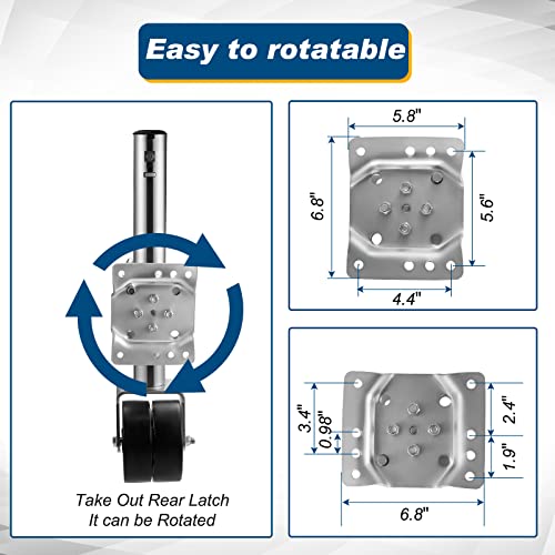 Swivel Trailer Jack with 6 Inch Dual Wheels 2000 Lbs Capacity 12" Lift Heavy Duty Boat Trailer Jack Swing Back Anti Rust Double Wheels Trailer Tongue Jack for RV Camper Utility Accessories