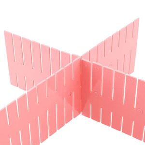 SJZBIN 4PCS 37x7cm Pink Drawer Dividers, Adjustable Drawer Dividers Organizer Separator for Clothes Makeup Storage of Dresser for Bathroom, Bedroom, Kitchen and Office