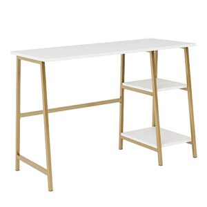 sauder north avenue modern desk with open shelves, l: 41.5" x w: 18.5" x h: 28.03", white finish