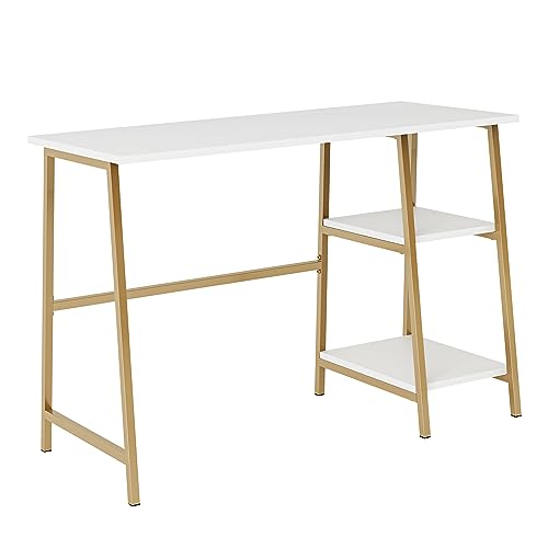 Sauder North Avenue Modern Desk with Open Shelves, L: 41.5" x W: 18.5" x H: 28.03", White Finish