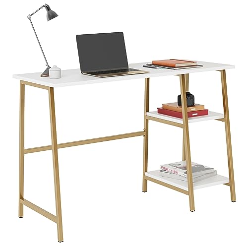 Sauder North Avenue Modern Desk with Open Shelves, L: 41.5" x W: 18.5" x H: 28.03", White Finish