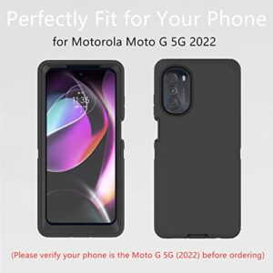 for Motorola Moto G 5G 2022 Case (Not Fit Stylus Version), Heavy Duty Protective Case Dustproof Shockproof Protection 3 in 1 Rugged Phone Cover for Moto G 5G 2022 (Black)