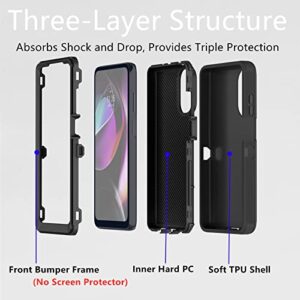 for Motorola Moto G 5G 2022 Case (Not Fit Stylus Version), Heavy Duty Protective Case Dustproof Shockproof Protection 3 in 1 Rugged Phone Cover for Moto G 5G 2022 (Black)