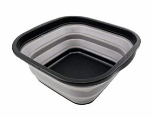 sammart 5.5l (1.4 gallons) collapsible tub - foldable dish tub - portable washing basin - space saving plastic washtub (black/alloy grey)