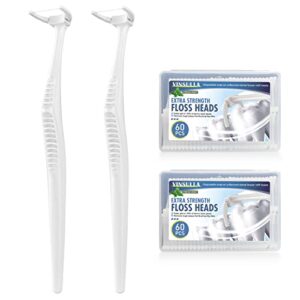 dental floss clean dental flossers kit with 2 handles and 120 extra strength refills mint