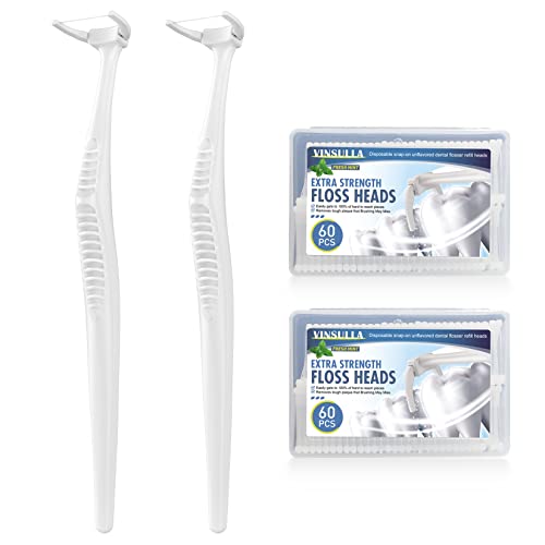 Dental Floss Clean Dental Flossers Kit with 2 Handles and 120 Extra Strength Refills Mint