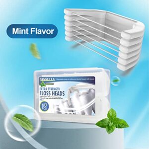 Dental Floss Clean Dental Flossers Kit with 2 Handles and 120 Extra Strength Refills Mint