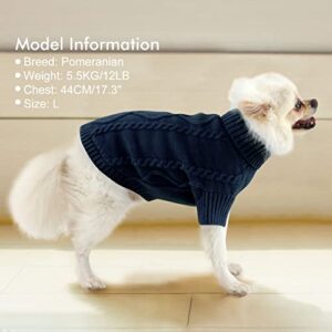 Winter Keep Warm Dog Sweater Cat Coat, Medium Fleece Dog Sweater Puppy Clothes, Classic Turtleneck Pet Outfits Apparel, Navy M