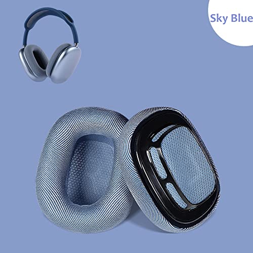 Replacement Earpads Protein Mesh Fabric Ear Cushion Memory Foam Ear Pads Compatible with Apple AirPods Max Headphones (Sky Blue)