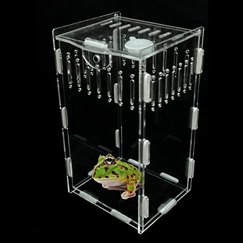 5x4x8 inch Magnetic Acrylic Reptile Case, Vertical Transparent Tarantula Enclosure Tank, Micro Habitat Terrariums Suitable Insect, Snails, Hermit Crabs, Lizards, Frogs, clear, Vertical：5x4x8(LxWxh)in