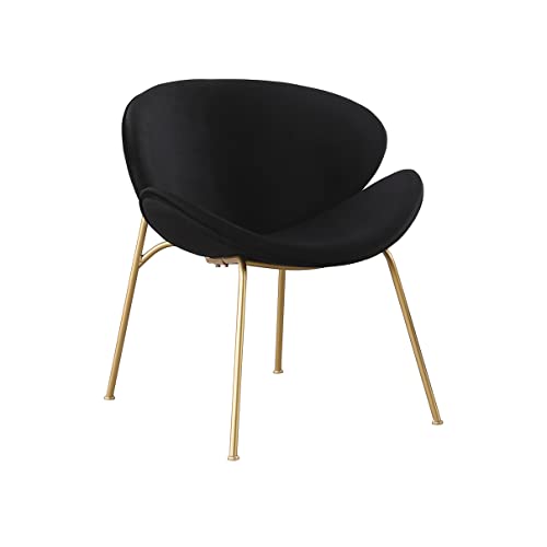 Yoluckea Velvet Dining Chairs Set of 2, Modern Upholstered Dining Side Chair Vanity Chair Living Room Chairs Accent Chair with Gold Metal Legs for Kitchen Dining Room Bedroom (Black)