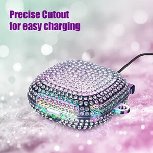 Beats Fit Pro Case Cover, Filoto Bling Crystal PC Beats Fit Pro Case for Women Girls, Cute Protective Apple Beats Fit Pro Earbuds Case with Keychain Accessories (Shiny Purple)