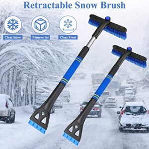 Finphoon Ice Scrapers for Car Windshield with Snow Brush, Extendable Car Ice Scraper with Ergonomic Foam Grip Handle, Retractable Snow Shovel for Car Windshield Window(Blue)