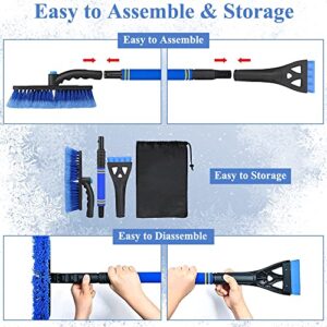 Finphoon Ice Scrapers for Car Windshield with Snow Brush, Extendable Car Ice Scraper with Ergonomic Foam Grip Handle, Retractable Snow Shovel for Car Windshield Window(Blue)