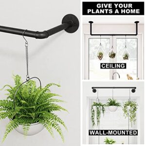 Bamworld Hanging Planters for Indoor Plants Plant Holder for window ceiling Floating Black Metal Rod for home garden wall decor for living room kitchen bedroom(Pot & Plant Not Included)