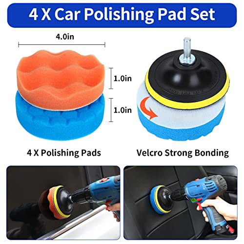 Wontolf 30Pcs Car Detailing Brush Set, Car Detailing Kit, Auto Detailing Drill Brush Set, Car Buffing Sponge Pads Kit,Car Cleaning Brush Tools Kit,Car Accessories for Interior,Exterior,Wheels,Home