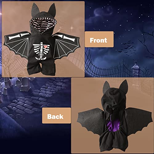 SEIS Dog Bat Costume with Wings Funny Halloween Pet Hoodie Winter Cat Apparel Skeleton Puppy Standing Clothes for Cats Small Medium Dogs French Bulldog Chihuahua (L (Neck Circumference 12.6"/32cm))