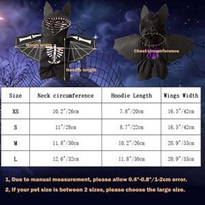 SEIS Dog Bat Costume with Wings Funny Halloween Pet Hoodie Winter Cat Apparel Skeleton Puppy Standing Clothes for Cats Small Medium Dogs French Bulldog Chihuahua (L (Neck Circumference 12.6"/32cm))