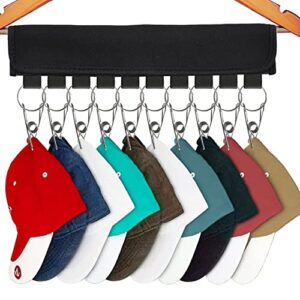 LRUUIDDE Cap Organizer Hanger, 10 Baseball Cap Holder, Hat Organizer Storage for Closet - Change Your Cloth Hanger to Cap Organizer Hanger -closet storage expert (2 Pack) (Black 2 Pack)