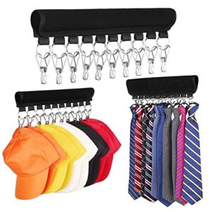 LRUUIDDE Cap Organizer Hanger, 10 Baseball Cap Holder, Hat Organizer Storage for Closet - Change Your Cloth Hanger to Cap Organizer Hanger -closet storage expert (2 Pack) (Black 2 Pack)