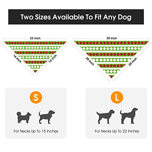 AVOIN colorlife Christmas Polka Dot Pet Bandana 2 Pcs, Adjustable Boho Believe Xmas Hat Holiday Party Triangle Reversible Dog Cat Scarf for Small Medium Large Dogs