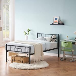 Liink1Ga Twin Bed Frames with Headboard, Twin Bed Frame No Box Spring Needed, No Squeaky, Easy to Assemble Twin Size Bed Frames, Country Rustic Style