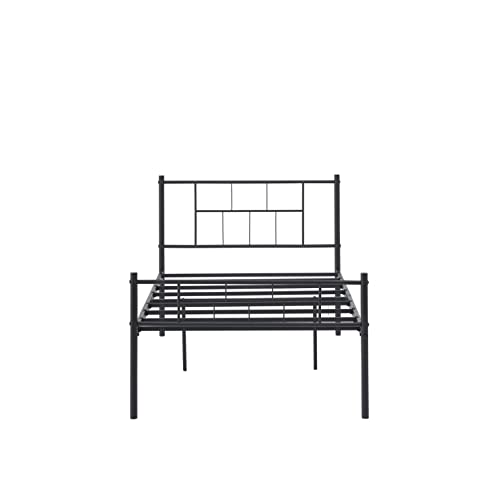 Liink1Ga Twin Bed Frames with Headboard, Twin Bed Frame No Box Spring Needed, No Squeaky, Easy to Assemble Twin Size Bed Frames, Country Rustic Style