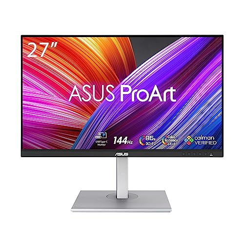 ASUS ProArt Display 27” 1440P Professional Monitor (PA278CGV) - IPS, QHD (2560 x 1440), 144Hz, 95% DCI-P3, ΔE < 2, Calman Verified, USB-C PD 90W, FreeSync Premium, DisplayHDR 400, Height Adjustable