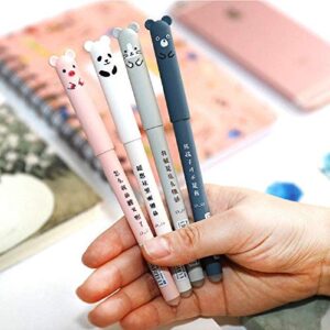 8 Pack Kawaii Cartoon Cat Pig Bear Panda Animal Erasable Gel Ink Pen Ballpoint 0.35mm Blue Ink Gel Pens Rollerball Pens for Student Kids Gift School Stationery Office Supplies