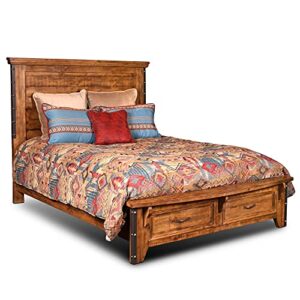 sunset trading rustic city queen bed, natural oak