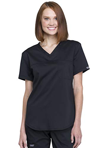 Cherokee Women Scrubs Top Workwear Revolution Tuckable V-Neck O.R WW657, S, Black